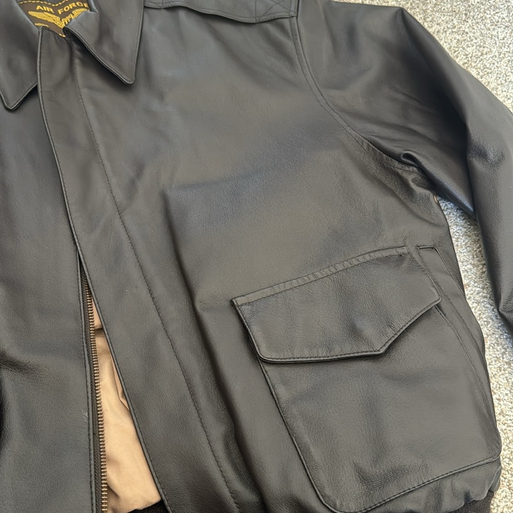 Genuine Leather Aviator Bomber Jacket - Picture 6 of 11